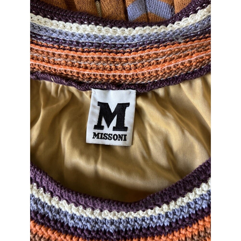 Missoni M Chevron Knit Sleeveless Knee Length Dress Orange Purple Blue - Picture 8 of 8